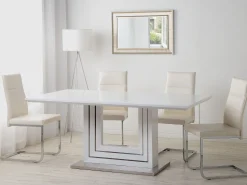 Esszimmertisch Weis Edelstahl 180 X 90 Cm Kalona