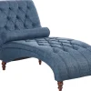 Fabric Chaise Lounge Blue Muret