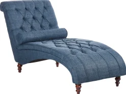 Fabric Chaise Lounge Blue Muret