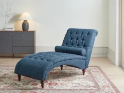 Fabric Chaise Lounge Blue Muret