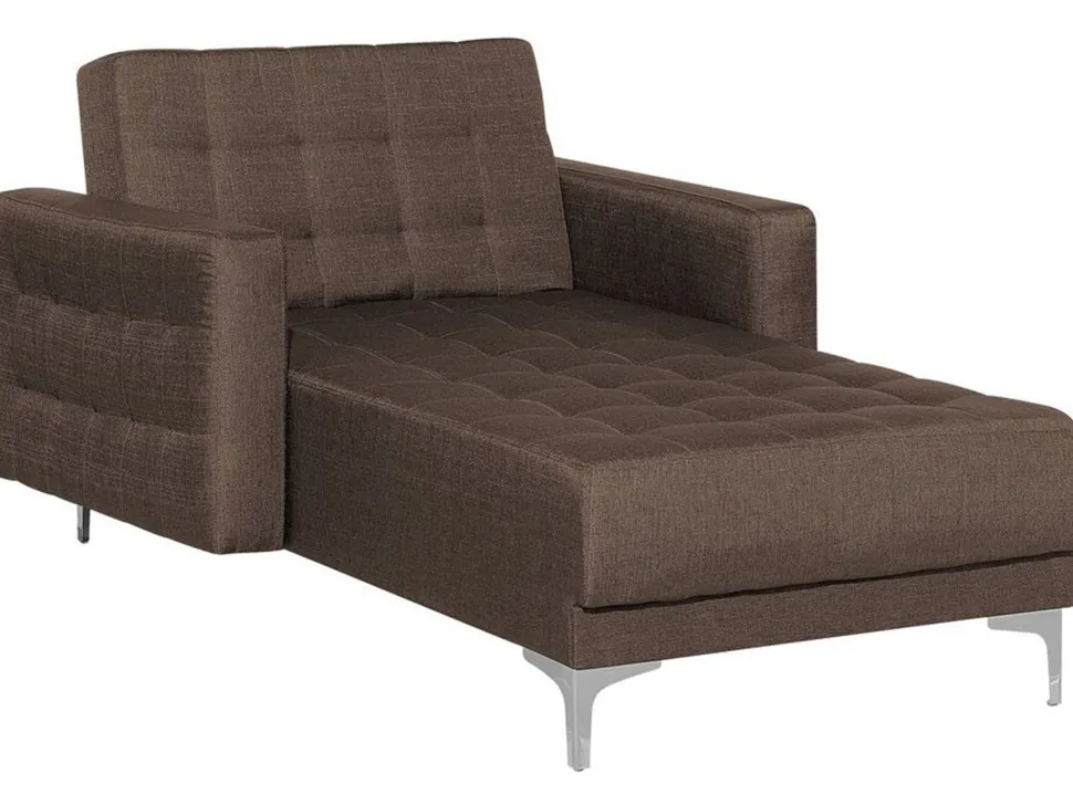 Fabric Chaise Lounge Brown Aberdeen