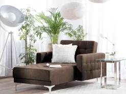 Fabric Chaise Lounge Brown Aberdeen
