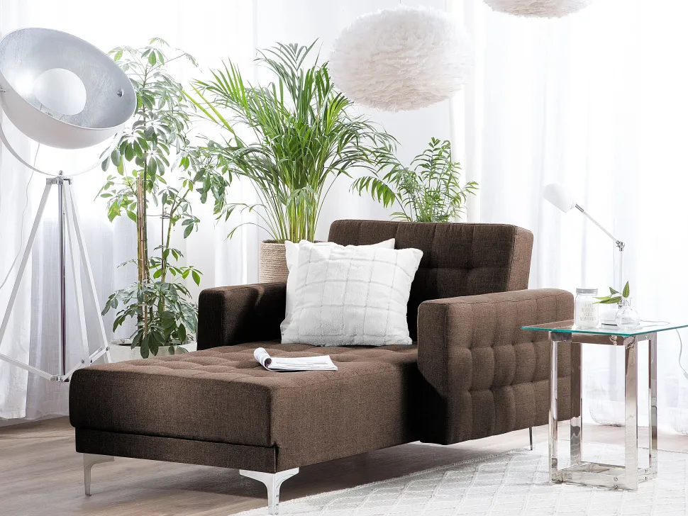 Fabric Chaise Lounge Brown Aberdeen
