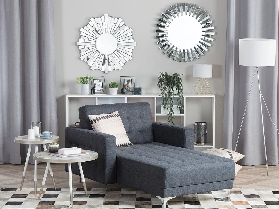 Fabric Chaise Lounge Dark Grey Aberdeen