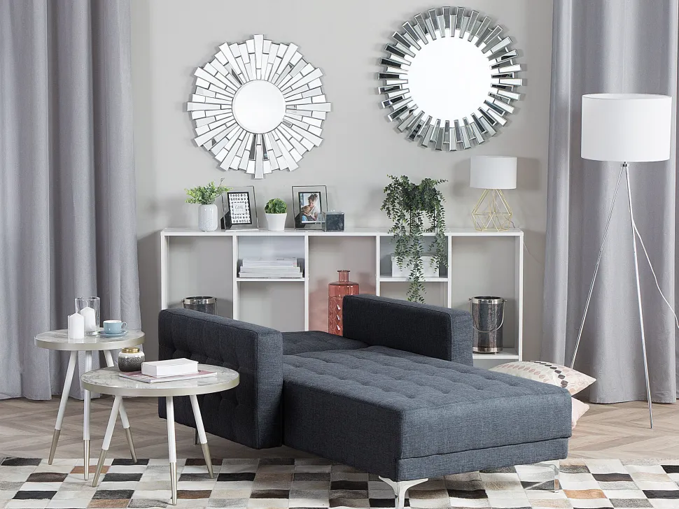 Fabric Chaise Lounge Dark Grey Aberdeen