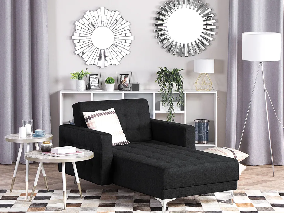 Fabric Chaise Lounge Graphite Grey Aberdeen