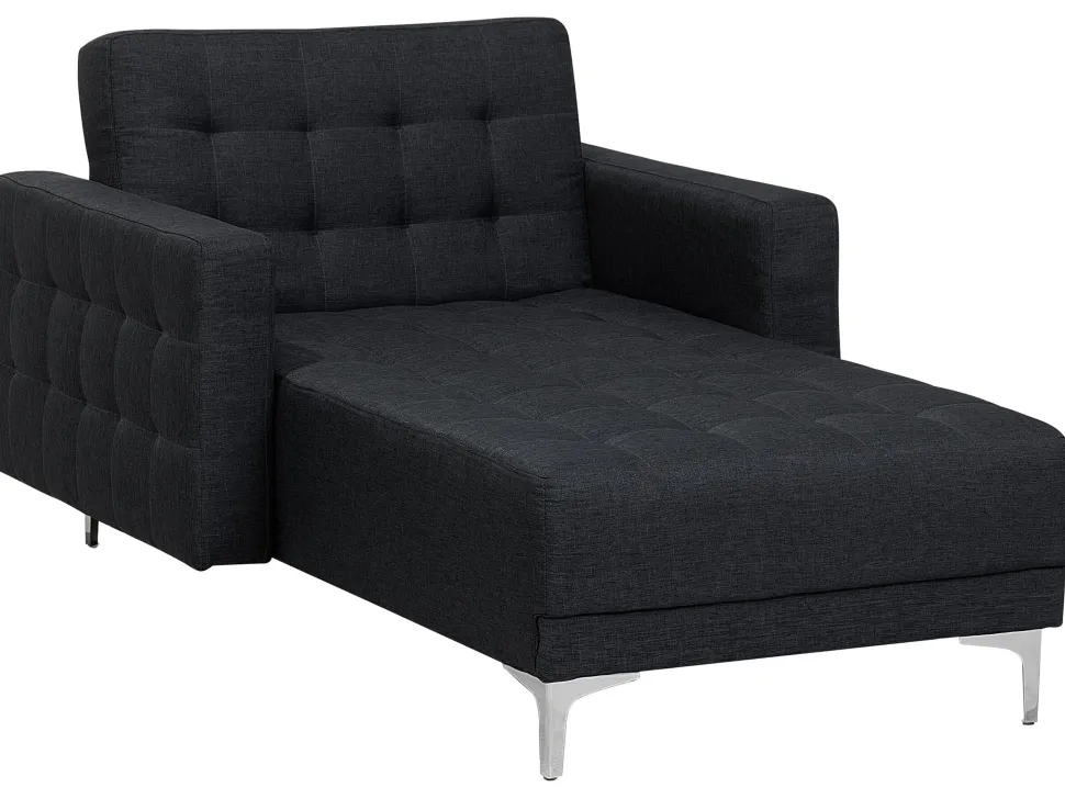 Fabric Chaise Lounge Graphite Grey Aberdeen