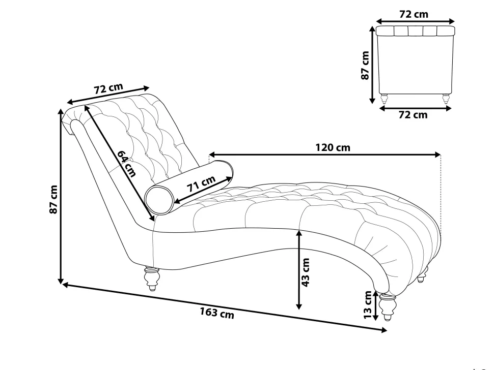 Fabric Chaise Lounge Grey Muret