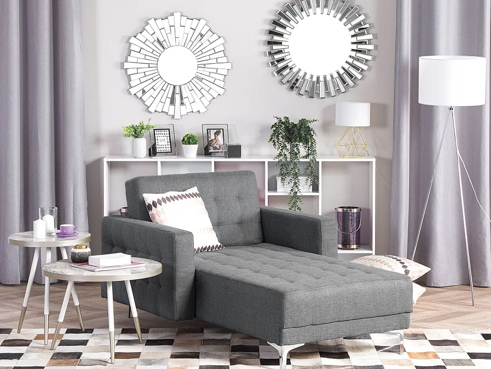 Fabric Chaise Lounge Grey Aberdeen