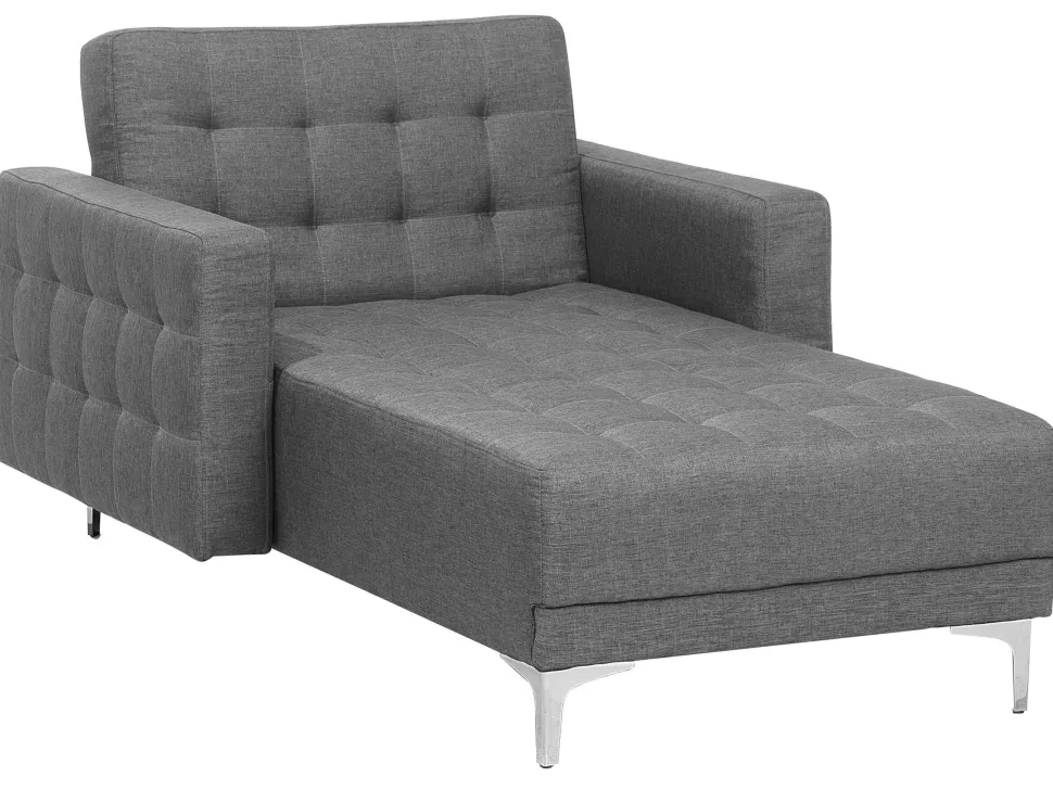 Fabric Chaise Lounge Grey Aberdeen