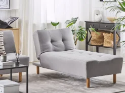 Fabric Chaise Lounge Light Grey Alsten