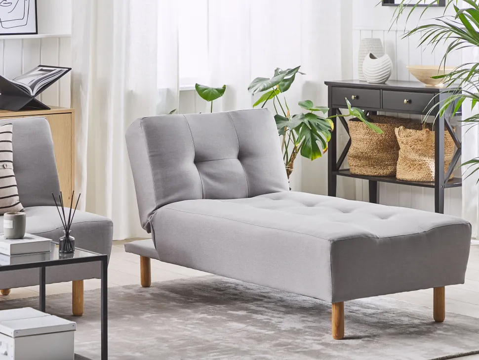 Fabric Chaise Lounge Light Grey Alsten