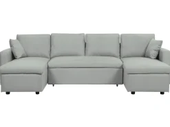 Fabric Corner Sofa Bed With Storage Light Grey Sommen