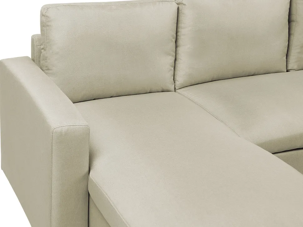 Fabric Corner Sofa Bed With Storage Beige Sommen