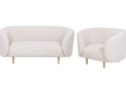 Fabric Living Room Set Beige And Gold Loen