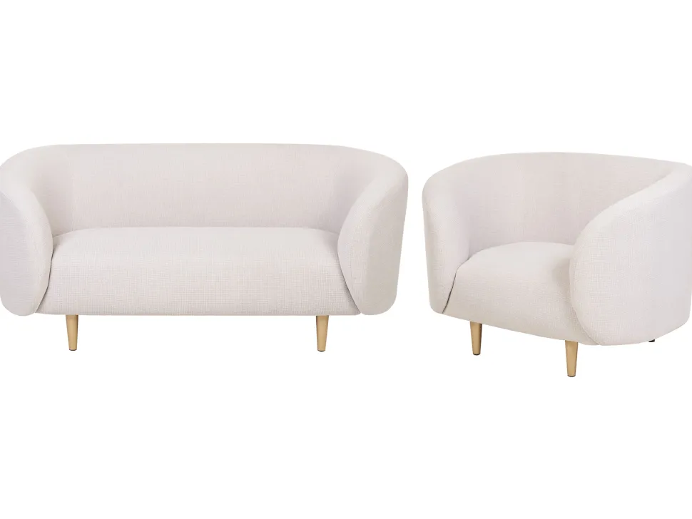 Fabric Living Room Set Beige And Gold Loen