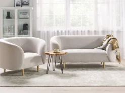 Fabric Living Room Set Beige And Gold Loen