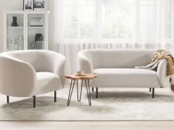 Fabric Living Room Set Beige Loen