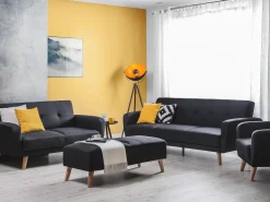 Fabric Living Room Set Black Florli