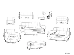 Fabric Living Room Set Black Florli