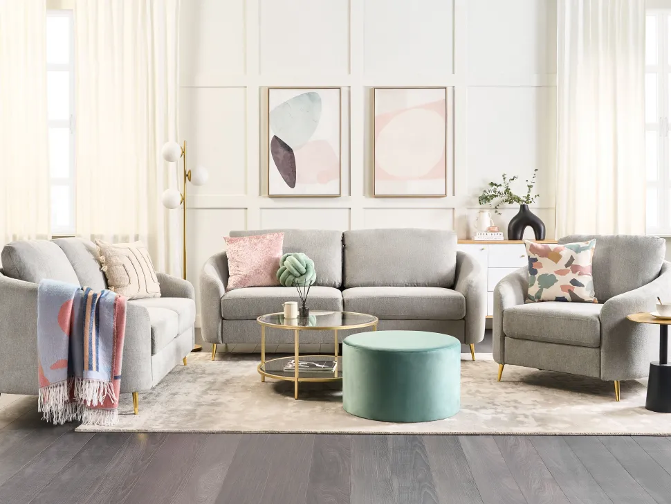 Fabric Living Room Set Grey Trosa