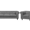 Fabric Living Room Set Grey Chesterfield Big