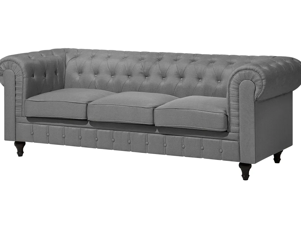 Fabric Living Room Set Grey Chesterfield Big