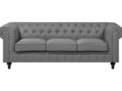 Fabric Living Room Set Grey Chesterfield Big