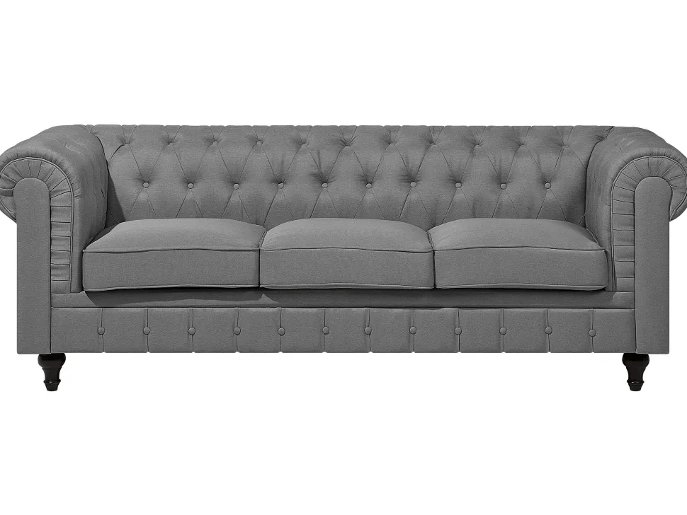 Fabric Living Room Set Grey Chesterfield Big