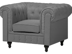 Fabric Living Room Set Grey Chesterfield Big