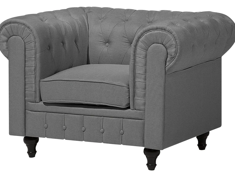 Fabric Living Room Set Grey Chesterfield Big