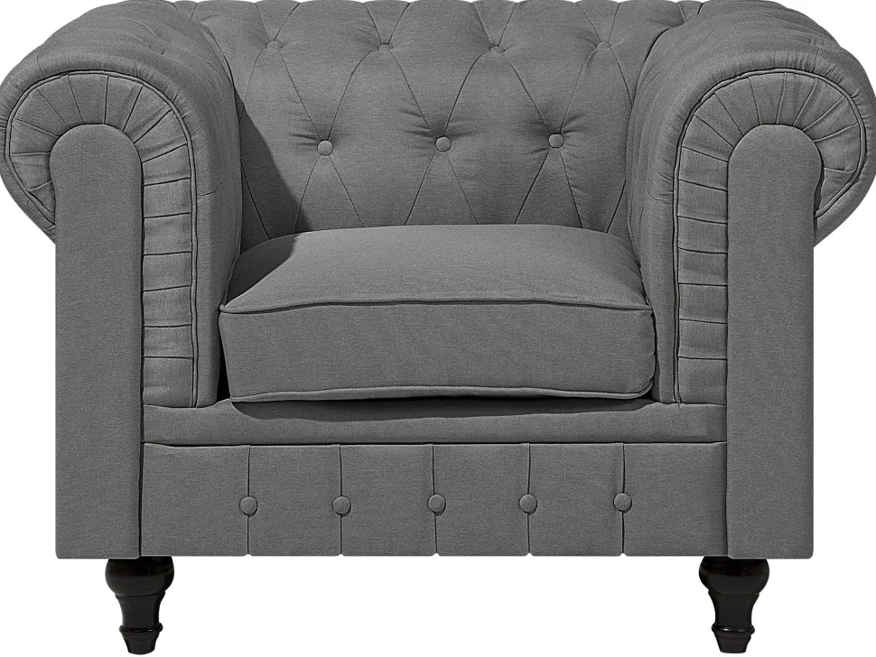 Fabric Living Room Set Grey Chesterfield Big