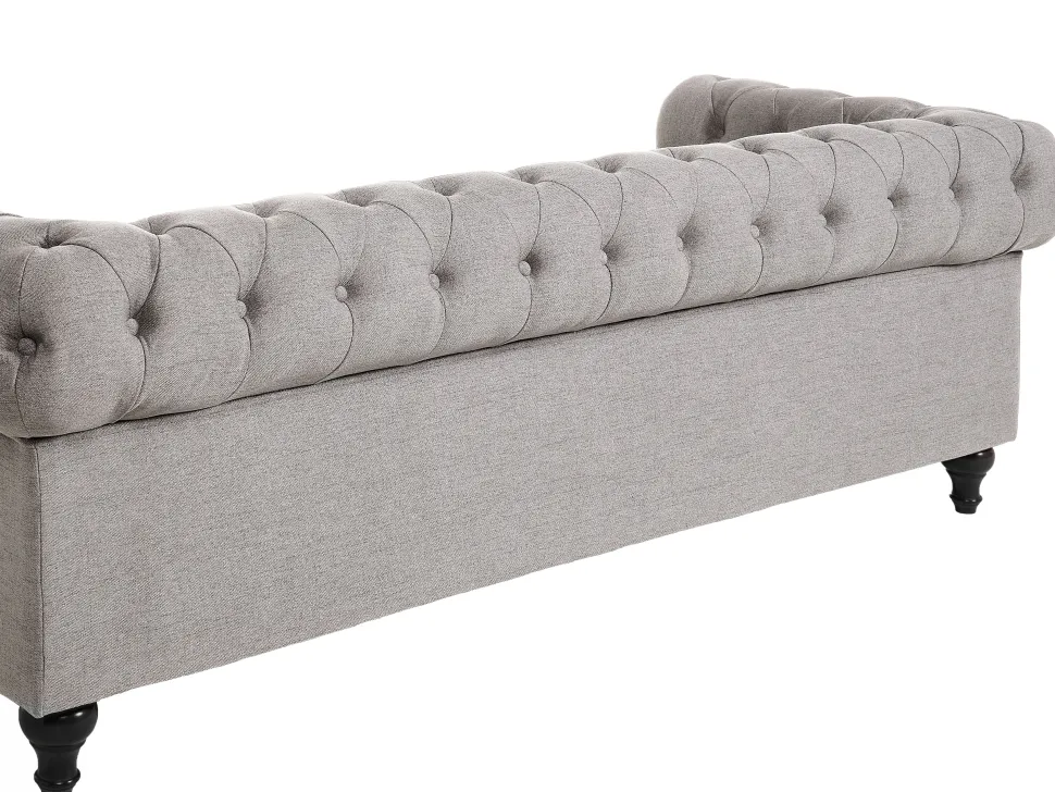 Fabric Living Room Set Light Grey Chesterfield