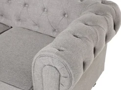 Fabric Living Room Set Light Grey Chesterfield