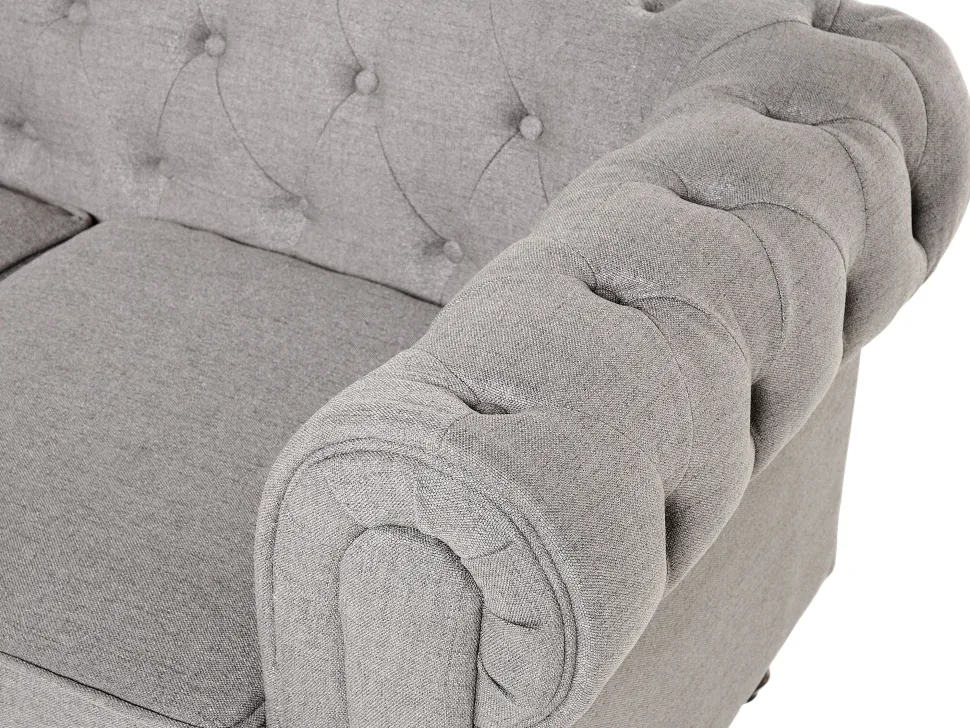 Fabric Living Room Set Light Grey Chesterfield