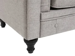 Fabric Living Room Set Light Grey Chesterfield