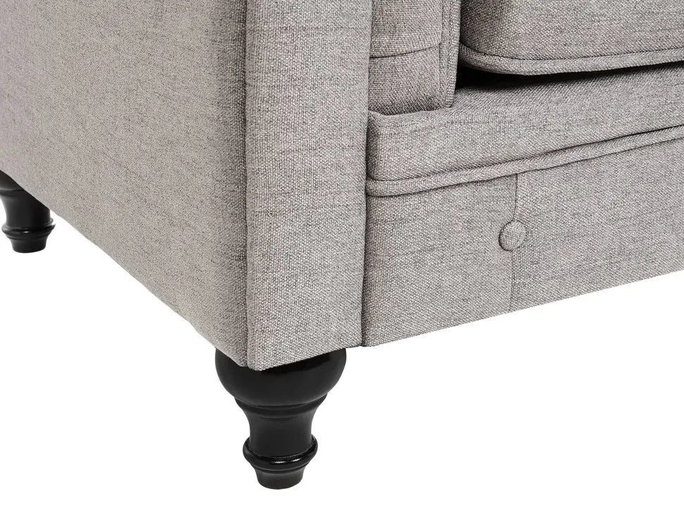 Fabric Living Room Set Light Grey Chesterfield