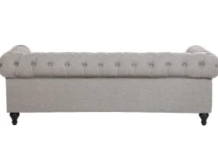 Fabric Living Room Set Light Grey Chesterfield