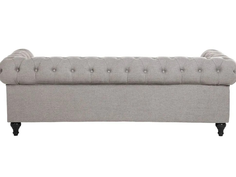 Fabric Living Room Set Light Grey Chesterfield