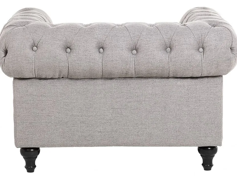 Fabric Living Room Set Light Grey Chesterfield