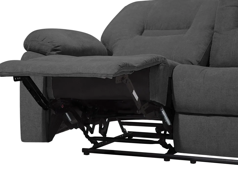 Fabric Manual Recliner Living Room Set Grey Bergen
