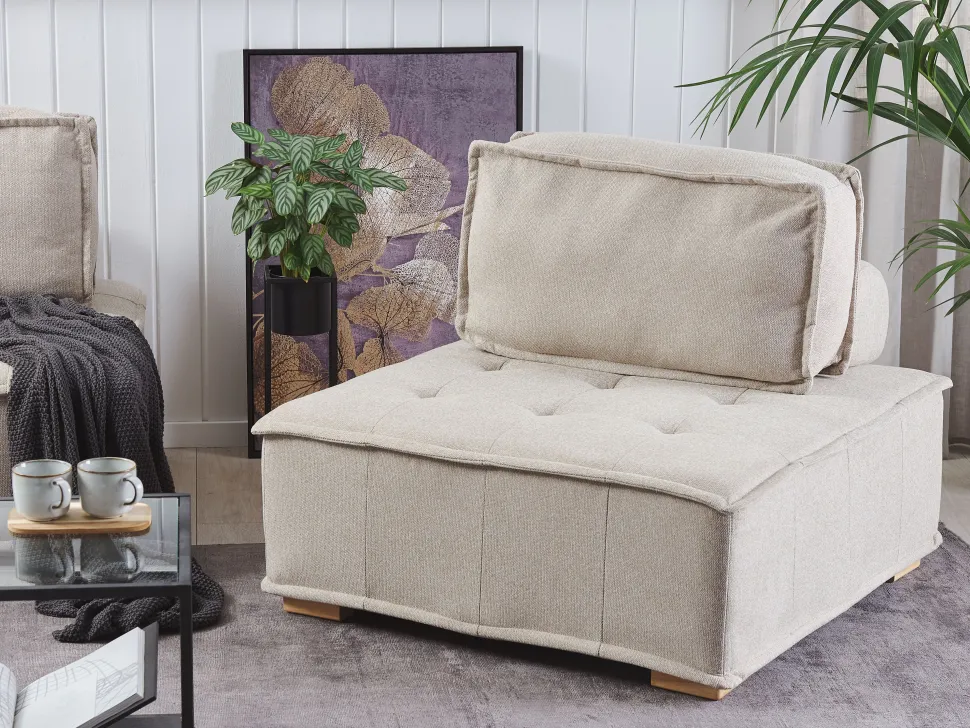 Fabric 1-Seat Section Beige Tibro