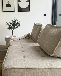 Fabric 1-Seat Section Beige Tibro