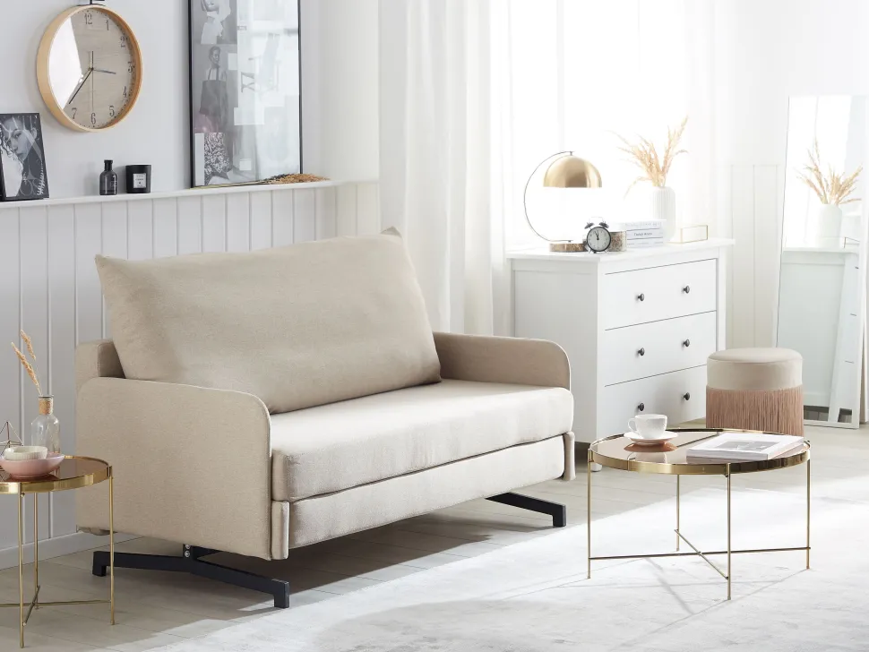 Fabric Sofa Bed Beige Belfast