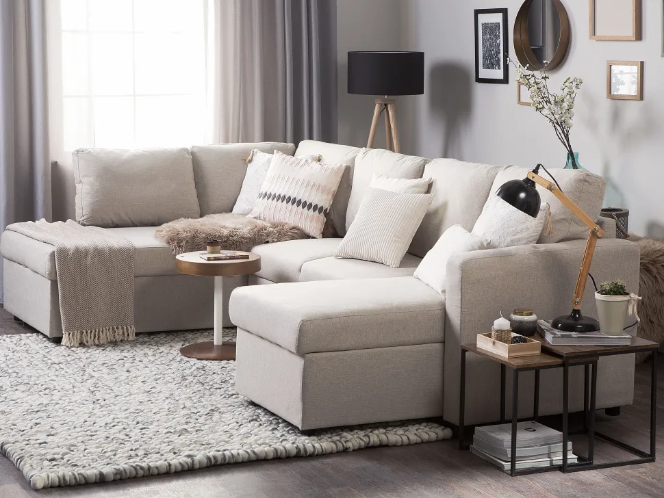 Fabric Sofa Bed Beige Karrabo