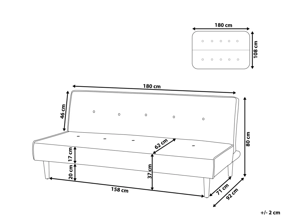 Fabric Sofa Bed Blue Visby
