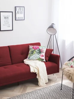 Fabric Sofa Bed Dark Red Lucan