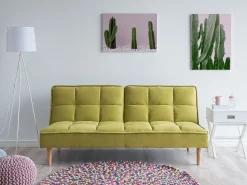 Fabric Sofa Bed Green Siljan