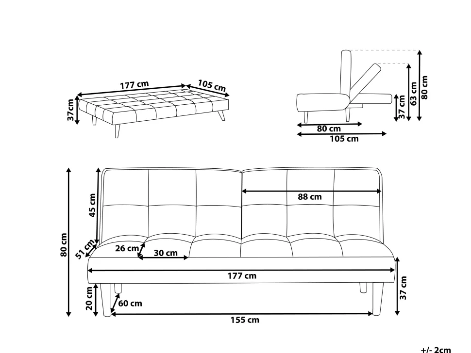 Fabric Sofa Bed Green Siljan