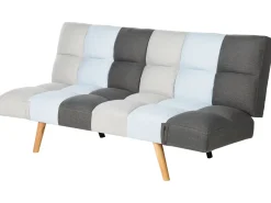 Fabric Sofa Bed Grey And Blue Patchwork Ingaro